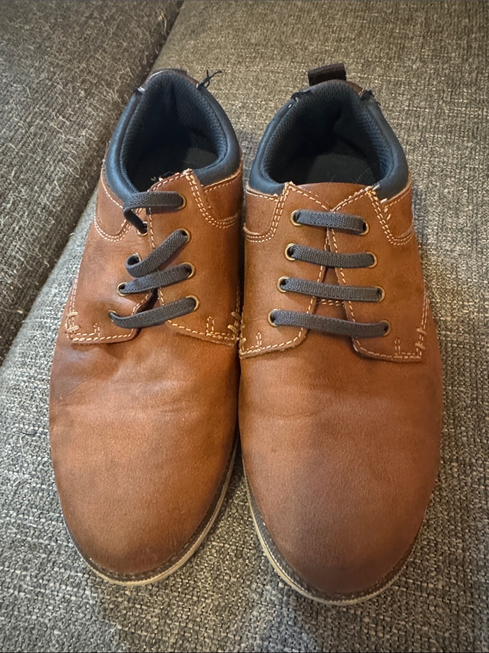 Sonoma Brown Kids Dress Shoes with Dark Lace Detail